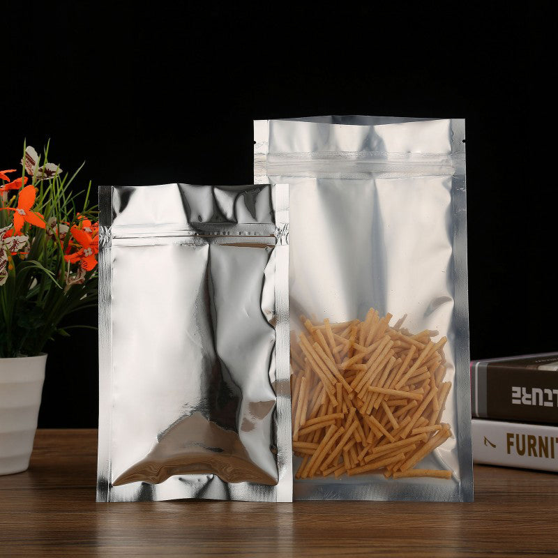 Many Different Sizes for 100 Flat Clear/Silver Foil Mylar Zip Lock Bags