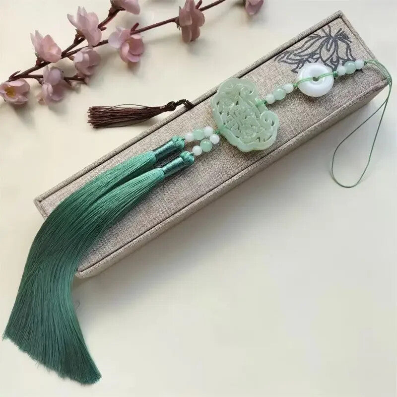 Hanfu Green Jade Tassel Pendant Pressure Skirt Pendant Accessories Antique Hanfu