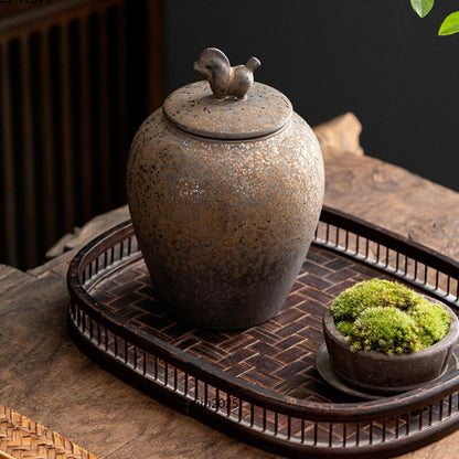 Tea Caddy Ceramic Airtight Jar Storage Tea Cans Tea Container Sugar Bowl