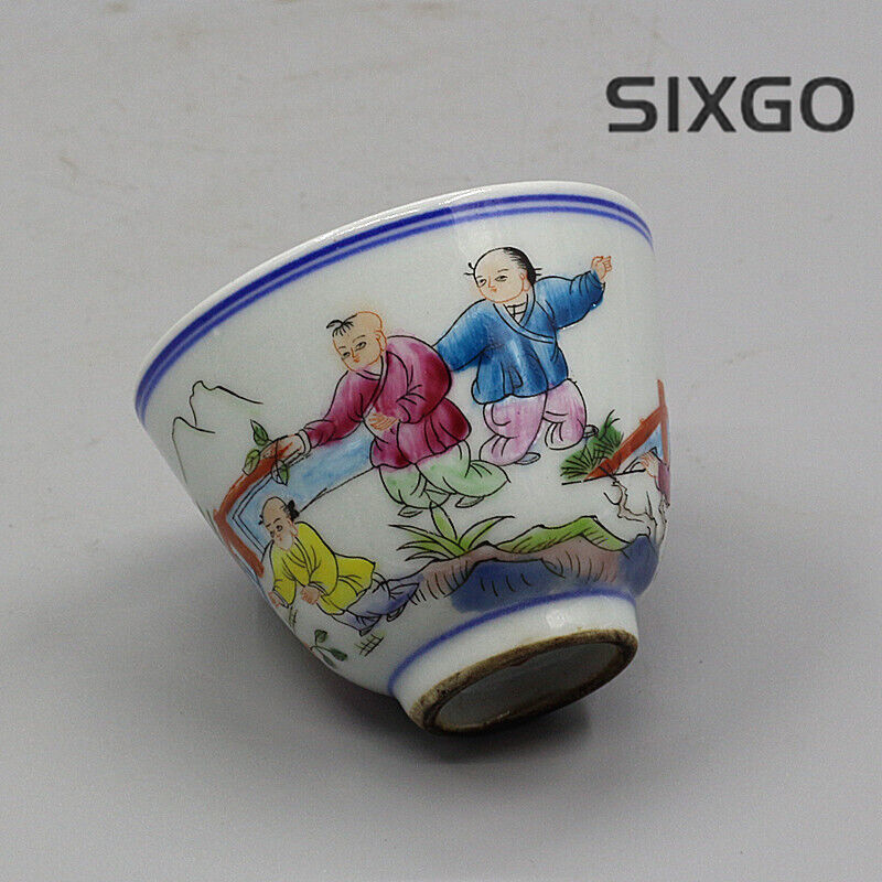 3" Collect Chinese Famille Rose Porcelain 100cc Hand Painting Child Play Cup