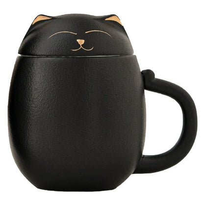 350ml Lucky Cat Tea Mug Tea Cup Creative Ceramic Cup Filter Water Mug Tea Set