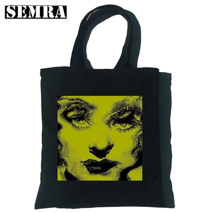 Punk Vintage Large Cartoon Canvas Bag Gothic Shopper Bag Shoulder Bag Pocket 1PC