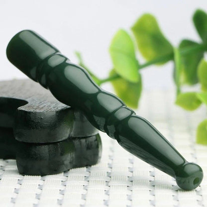 Natural Hetian Jade Cigarette Holder Green Jade Bamboo Joint Pipe Filter Gift
