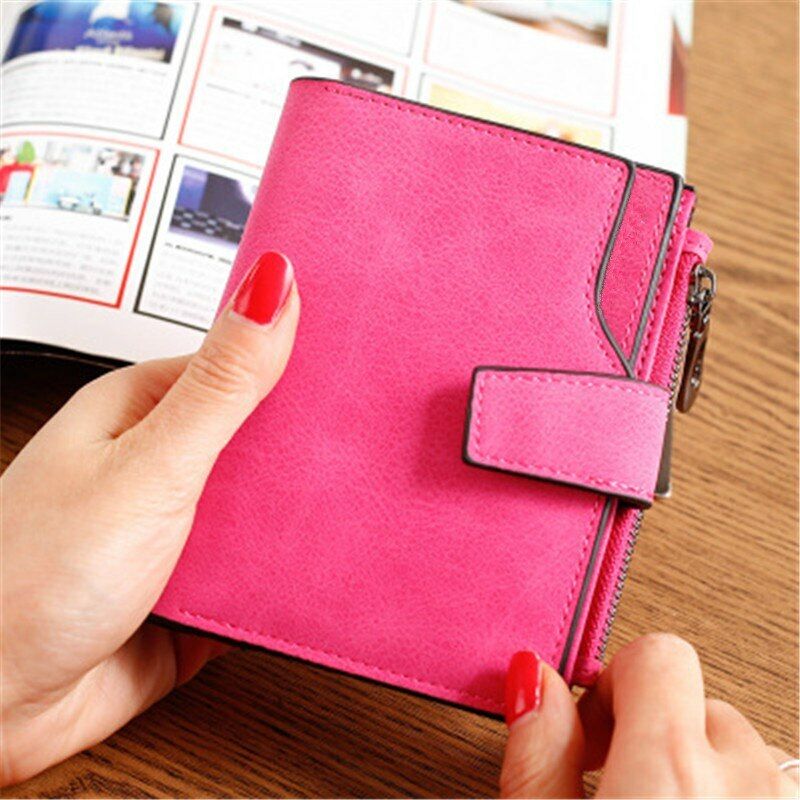Ladies Billfold Female Purse Cash Clip Leather Multi-card Clamps Women's Wallet