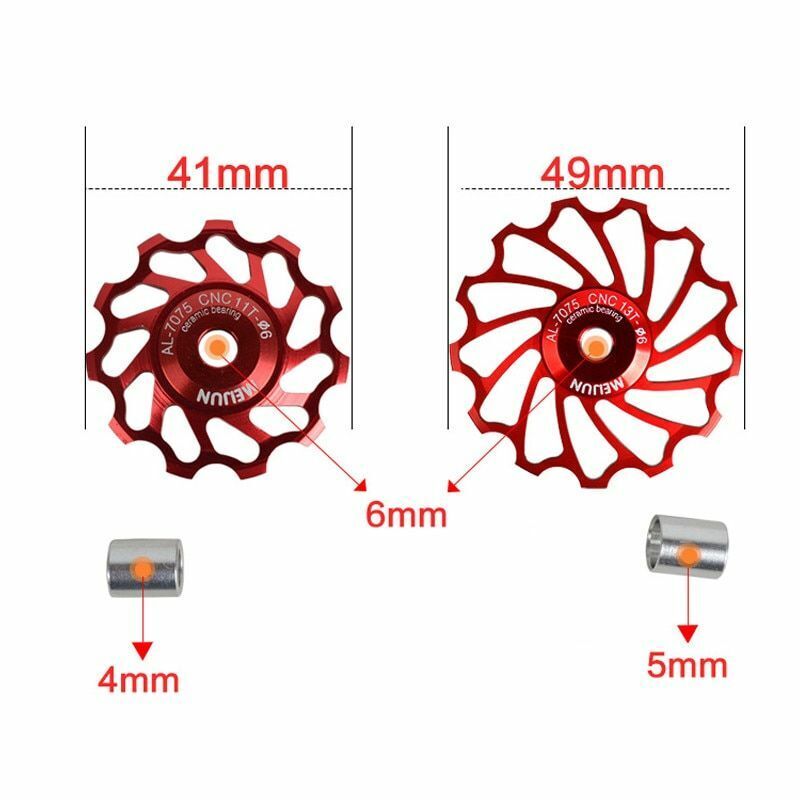 Rear Derailleur Guide Wheel 2pcs MTB Road Bike Ceramic Pulley 7005 11T Cycling