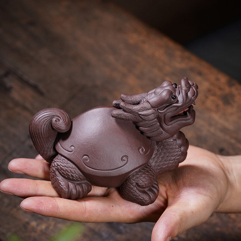 Boutique Tea Pet Zisha Purple Grit Tea Play Dragon Turtle Statue Mascot In China