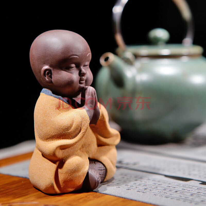 yixing zisha tea pet home ornament Chinese handmade Buddhist statue monk small
