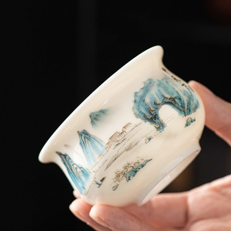 Ceramic Gaiwan For Tea Tureen Teaware Cup Chinese Tea Bowls Jade White Porcelain