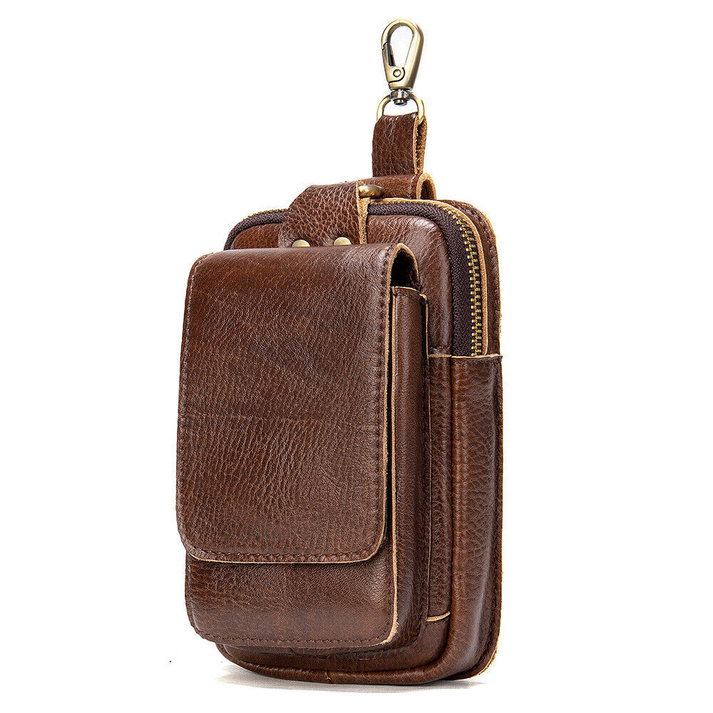 Men Phone Belt Pack Bag Loop Waist Holster Pouch Case Genuine Leather Wallet