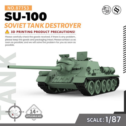 SSMODEL SS87753 1/87 Military Model Kit Soviet SU-100 Tank Destroyer