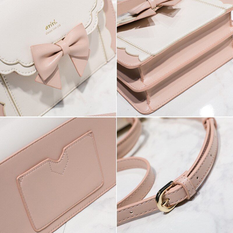 Cute Bow Shoulder Bag Handbag Synthetic Leather Crossbody Clutch Polyester Lace