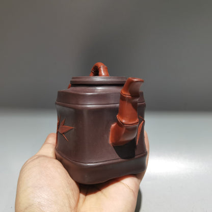 Chinese Yixing Zisha Clay Handmade Exquisite Teapot（四方竹韵壶 底款：顾景舟）