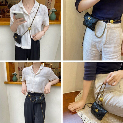 Chain Fanny Pack Leather Waist Bag Luxury Chest Pack Belt Shoulder Bag Crossbody