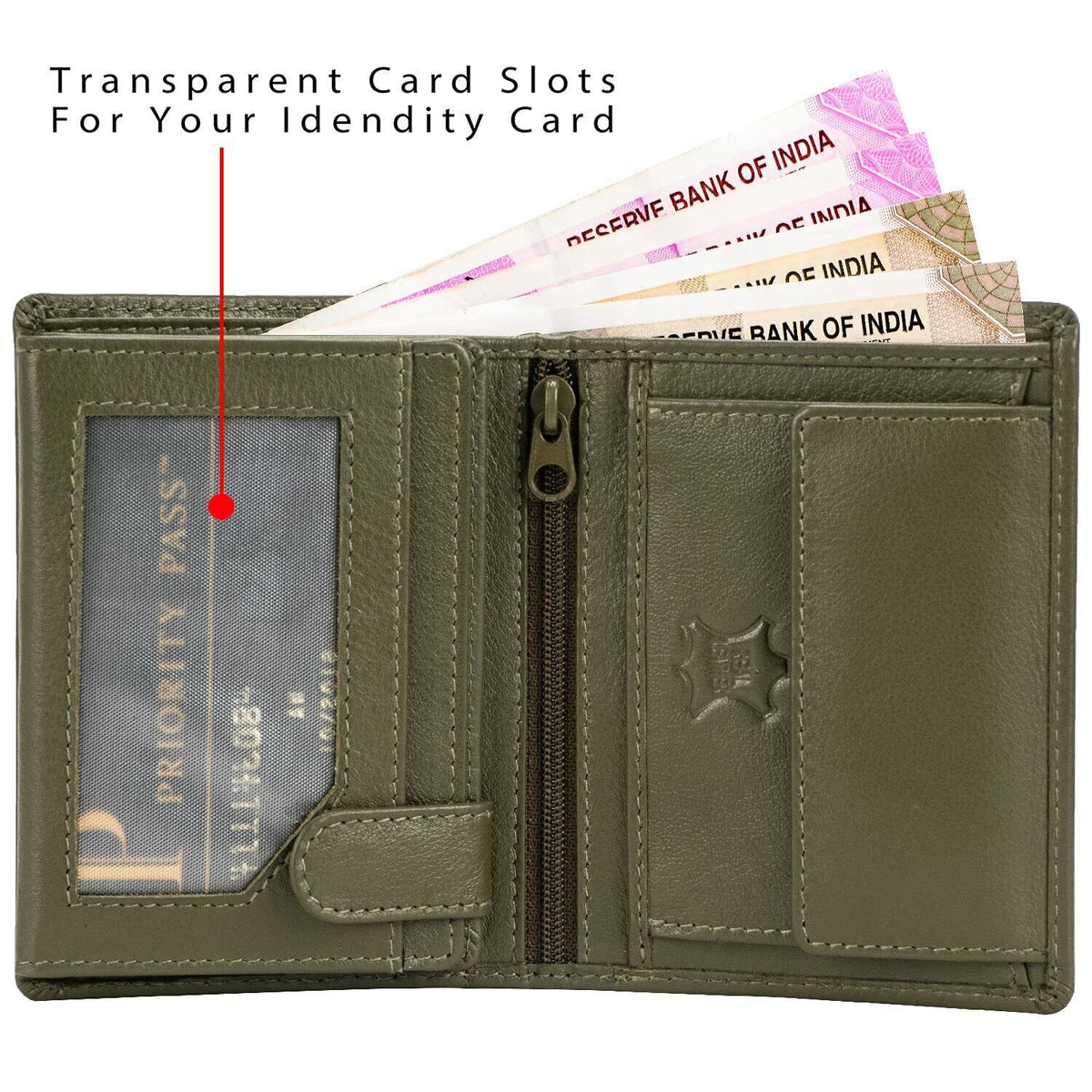 BRAND NEW AUTHENTIC OLIVE GREEN RFID BLOCKING LEATHER MEN'S WALLET