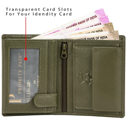 BRAND NEW AUTHENTIC OLIVE GREEN RFID BLOCKING LEATHER MEN'S WALLET
