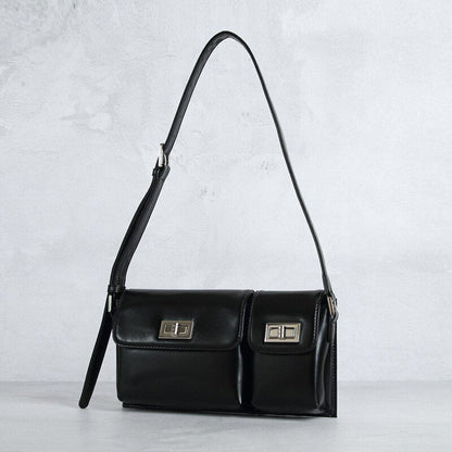 Genuine Cow Leather Pouch Underarm Square Bag Luxury Shoulder Purse 25*16*5 CM