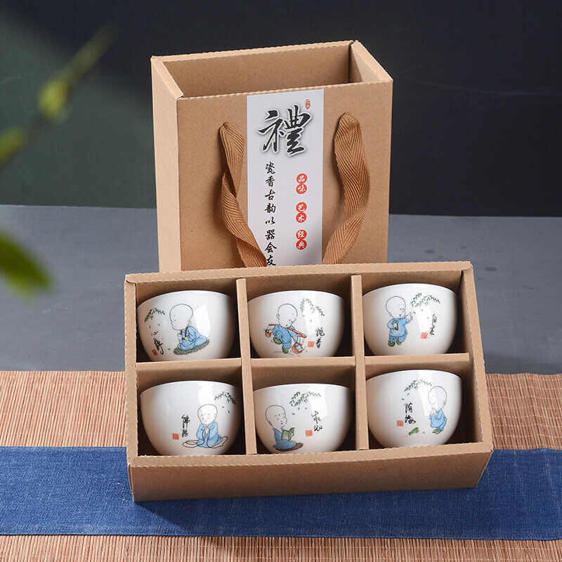 6Pcs Hand Painted Ceramic Kung Fu Tea Set Bowl Chinese Porcelain Creative Gifts