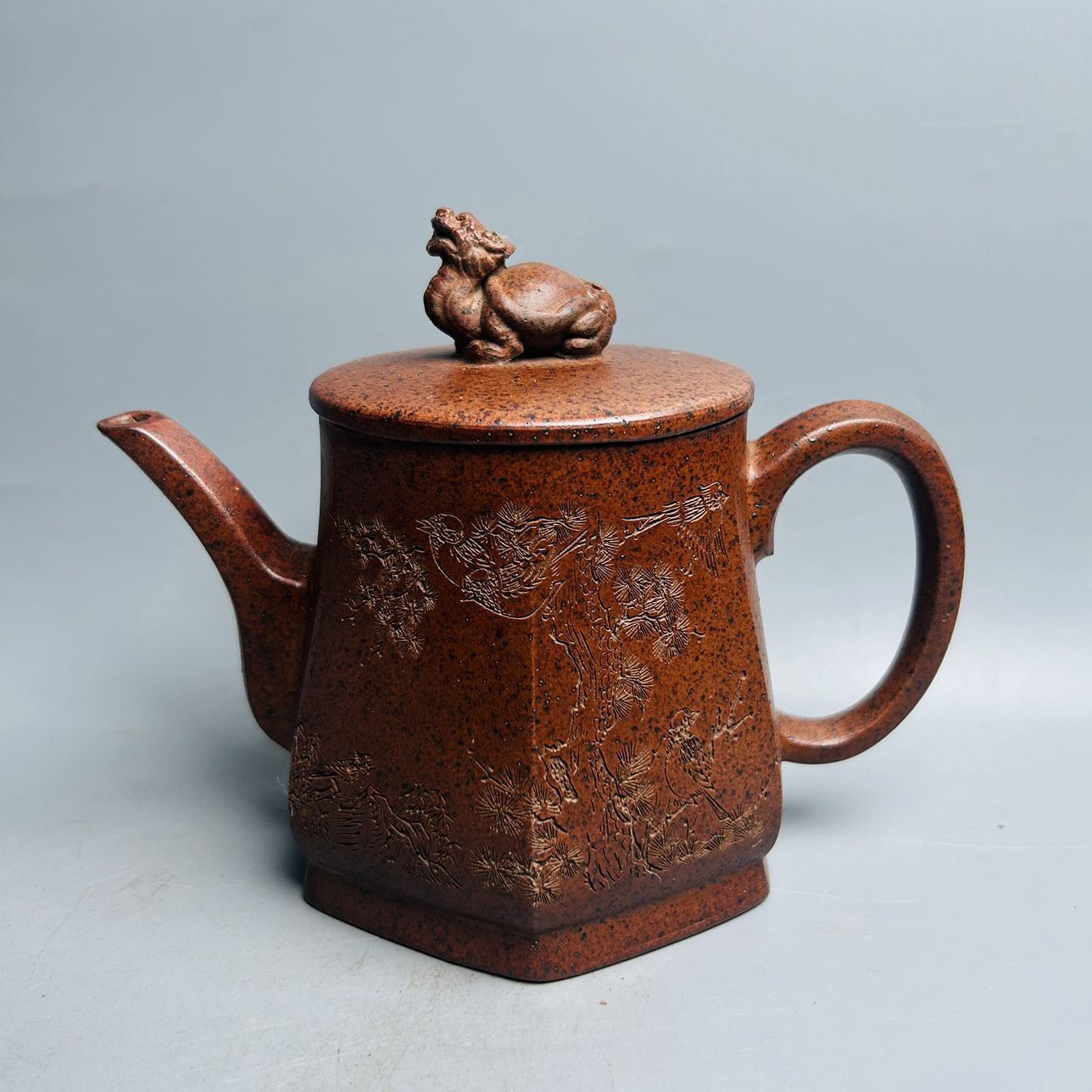 Chinese Yixing Purple Clay Teapot Zisha Ceramic Carving Dragon Turtle Teaware