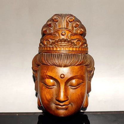 wooden statue carvings home decor Boxwood Kwan-yin sculpture Wood mini carved
