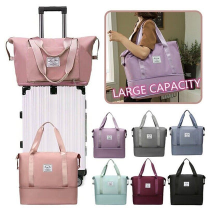 Women Large Capacity Folding Travel Duffle Bag Sport Gym Tote Handbag Waterproof
