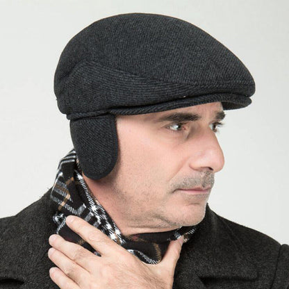 Men's Helmet Cap Newsboy Wool Hat Driving Flat Cabbie Hat Golf