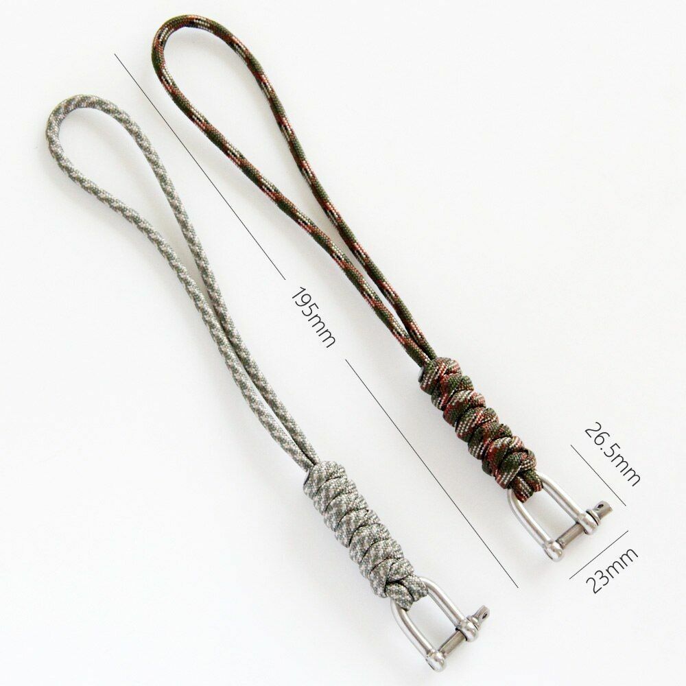 2PCS Handmade Knife Gear Braided Stainless Steel Shackle Keychain Parachute Cord