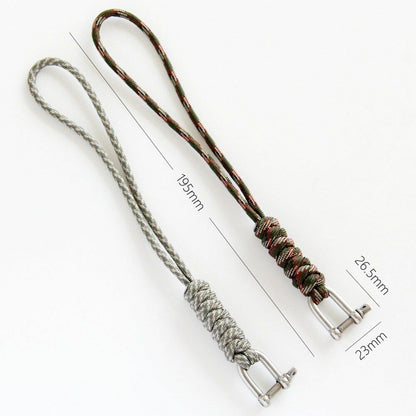 2PCS Handmade Knife Gear Braided Stainless Steel Shackle Keychain Parachute Cord