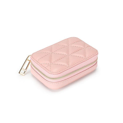 Lipstick Box Square Traveling Genuine Leather Makeup Organizer Case Cosmetic Bag