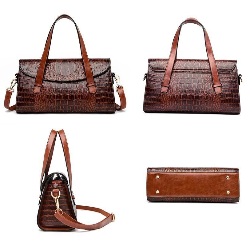 Synthetic Leather Handbag Vintage Tote Shoulder Bag Crossbody Purse 34*12*19 CM