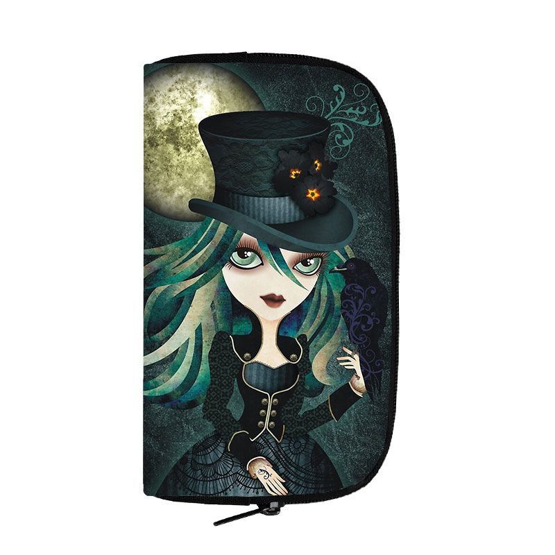 Cartoon Gothic Wallets Cute Purse Clutch Bag Phone Holder Ladies Coin Bags Long
