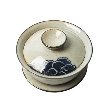 Hand Painted Cloud Gaiwan For Tea Pottery Tureen Lid Teaware Mugs Bowls Chawan