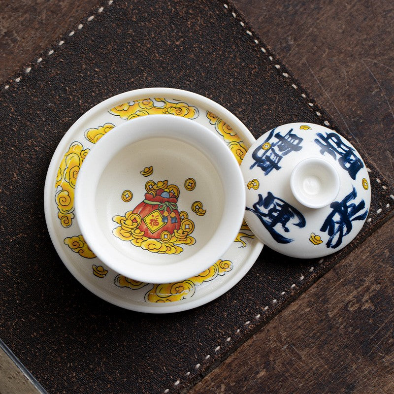 Awakening Lion Gaiwan Tea Cup Single Tea Brewing Bowl Ceramic
