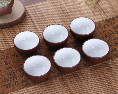 6pcs/lot Kungfu Tea Cup Puer Cups 25ml / 50ml Chinese Purple Clay Porcelain Cups