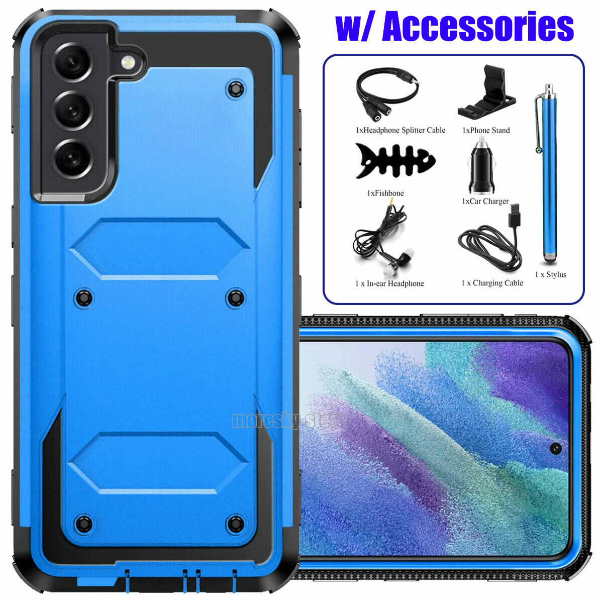 For Samsung Galaxy S21 FE 5G Shockproof Case Rugged Phone Cover w/ Accessories