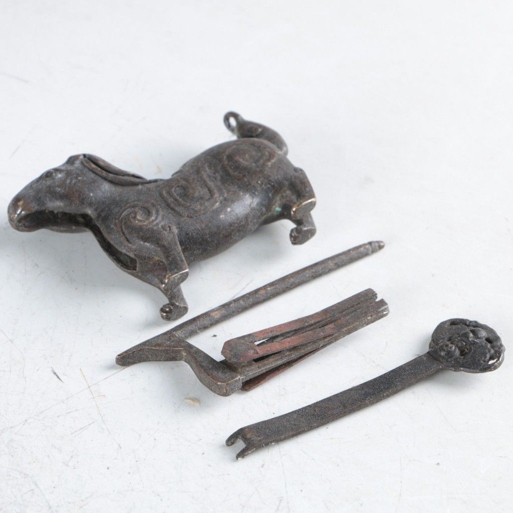 Chinese Old Brass Handmade Rabbit Lock with Keys Rare Collectibles -