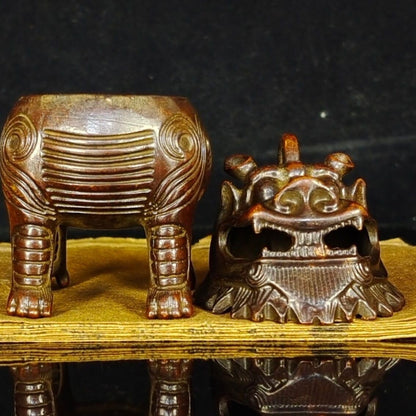 Rare bronze kirin incense burner figure statue collectable table decor Art