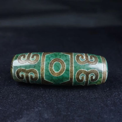 14*40MM Collect Tibetan Style Old Agate Three Eyes Ruyi Grain Dzi Bead Pendant