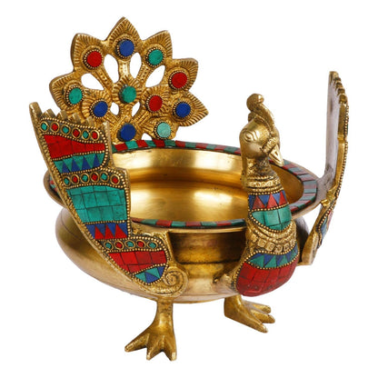 Brass Traditional Urli On Duck Shape Idol Figurine Home Decor Statue