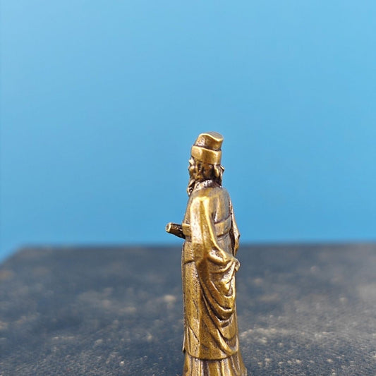 Brass Ancient Man Model Mini Statue Bonsai Rockery Fish Tank Microlandscape