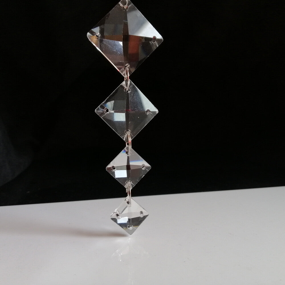 50pcs 14-24mm 4Holes Square Clear Crystal Beads Glass Prism Chandelier Lamp Part