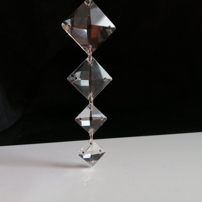 50pcs 14-24mm 4Holes Square Clear Crystal Beads Glass Prism Chandelier Lamp Part