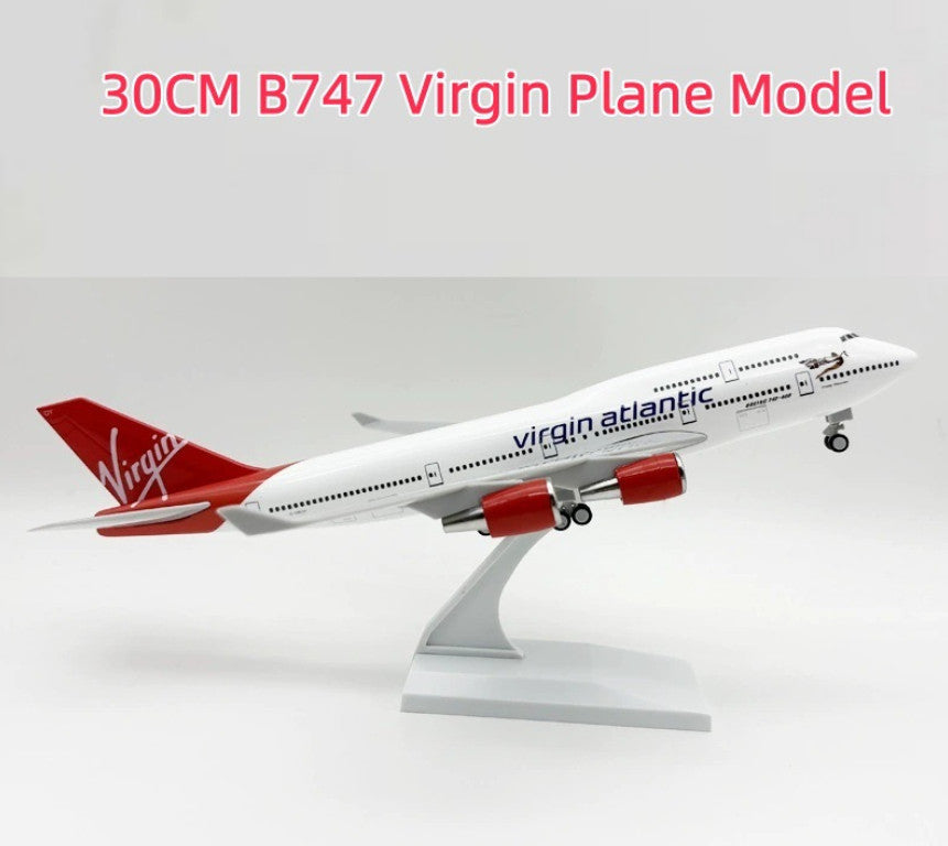 30CM Virgin Atlantic BOEING 747-400 Airplane Landing Gear Resin Aircraft Model