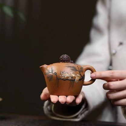 Handmade Tea Pot Marked Real Yixing Zisha Yellow Jiangpo Clay Master Pot 180ml