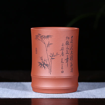 Big Tea Cup Authentic Yixing Zisha Teacup Brush Pot Pen Container Pencil Vase