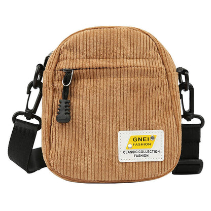 Women Canvas Shoulder Bag Corduroy Cloth Bag crossbody Bags Zipper Purse Girl