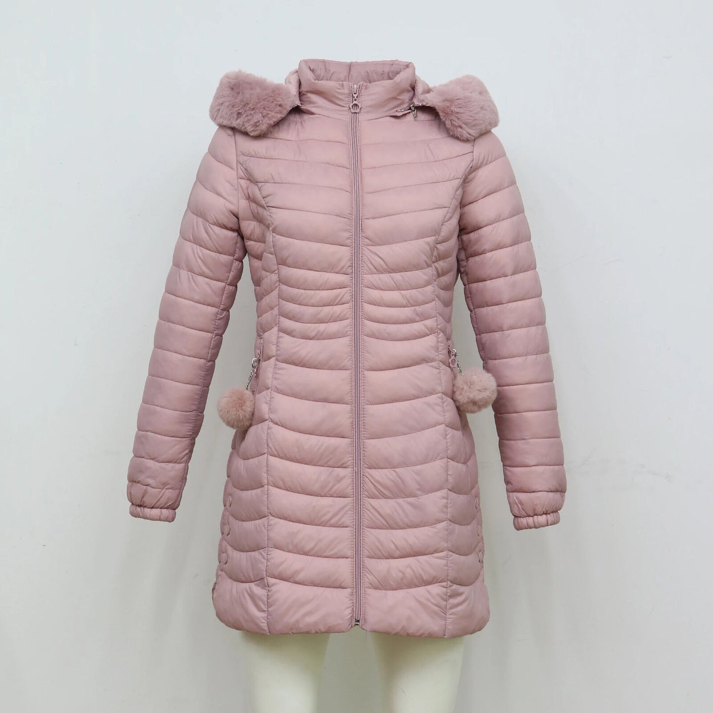 Women Winter Long Puffer Jacket Coat Outwear Clothes Plus Velvet With Fur