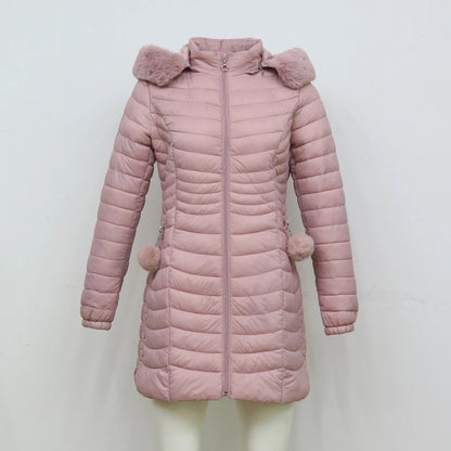 Women Winter Long Puffer Jacket Coat Outwear Clothes Plus Velvet With Fur