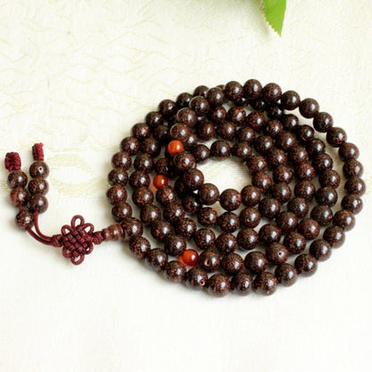 8Mm Tibetan Buddhism 108 Red Dot Star Moon Bodhi Prayer Pearl Mara Necklace -