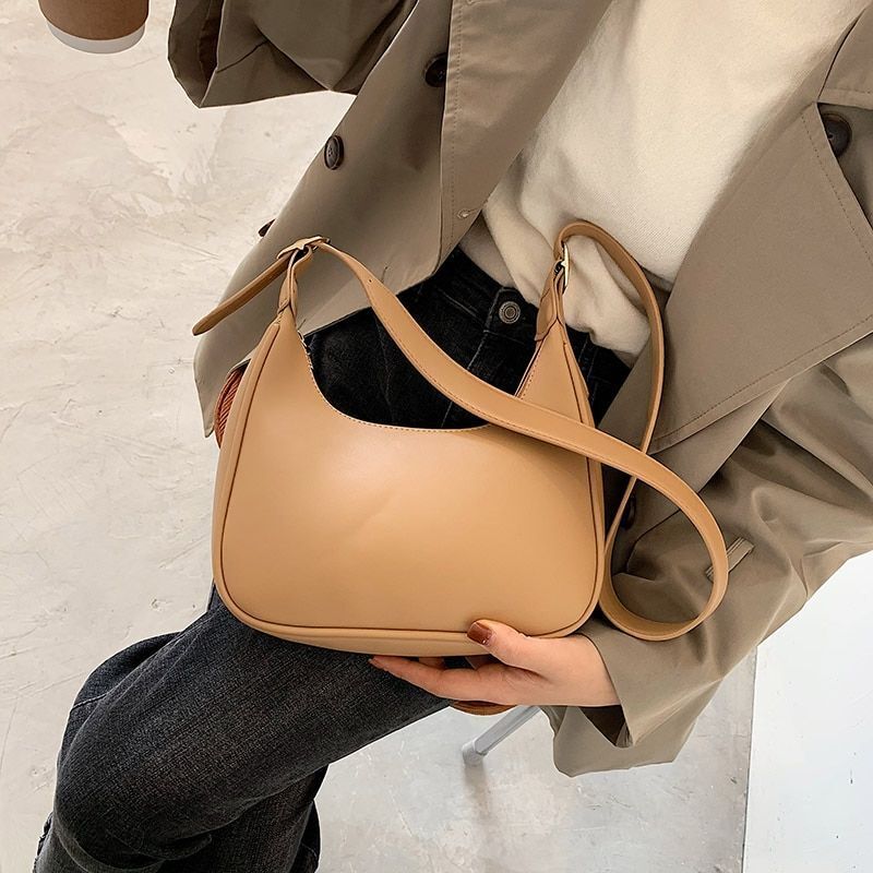 Shoulder Bag Women Casual Crossbody Leather Solid Color Handbag Black Brown 1 PC