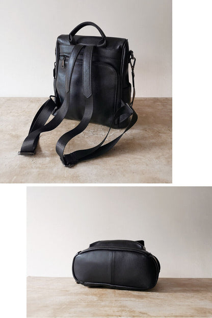 Anti-Theft Convertible Real Leather Backpack Travel Bag Purse Shoulder Bag